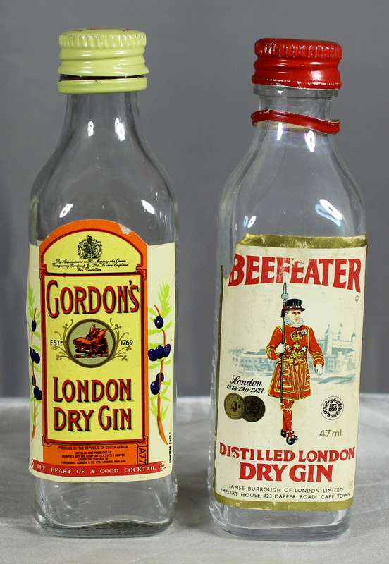 Empty liquor bottles - Pair of Beefeater & Gordons