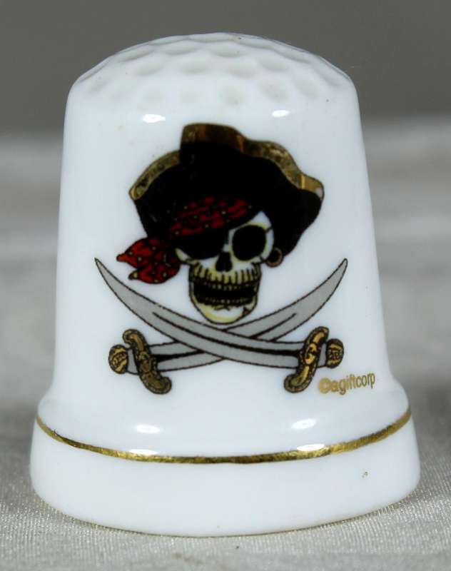 Bone China thimble - Jolly Rodger