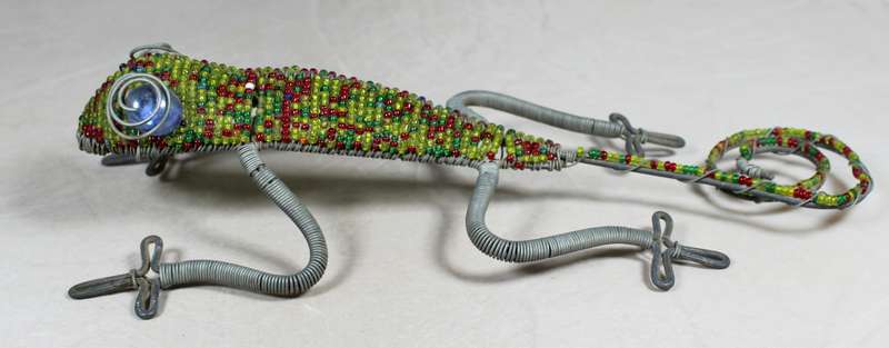 Beaded metal chameleon