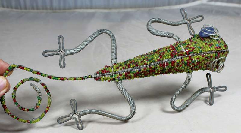 Beaded metal chameleon