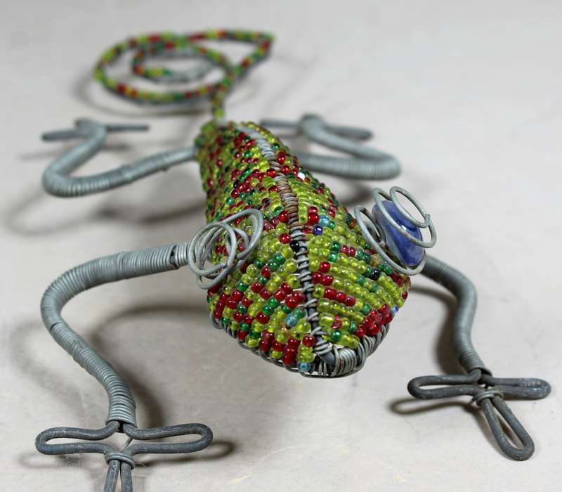 Beaded metal chameleon