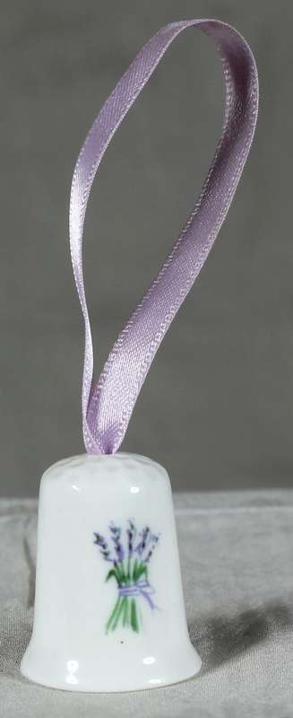 Bone China thimble - Flower arrangement with purple lace