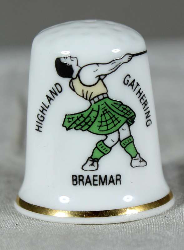 Bone China thimble - Highland Gathering - Braemar