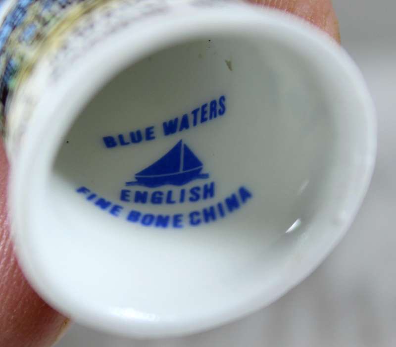 Bone China thimble - Jamaica Inn - Blue Waters
