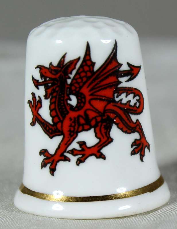 Bone China thimble - Wales - Y Ddraig Potteries