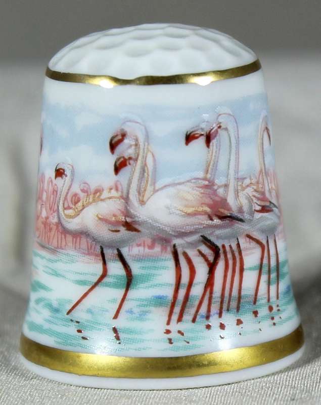 Bone China thimble - Flamingos - VA Portugal