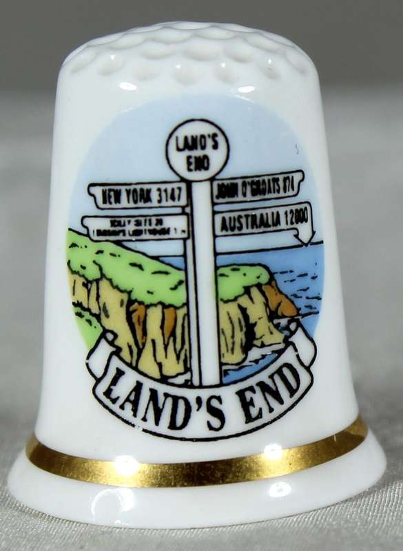 Bone China thimble - Land's End - Sights of Britain