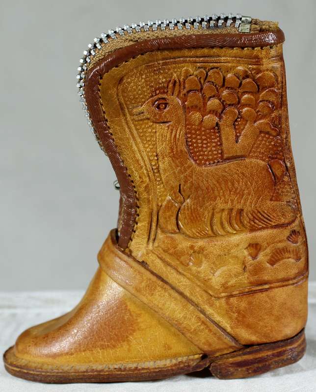 Miniature leather boot purse