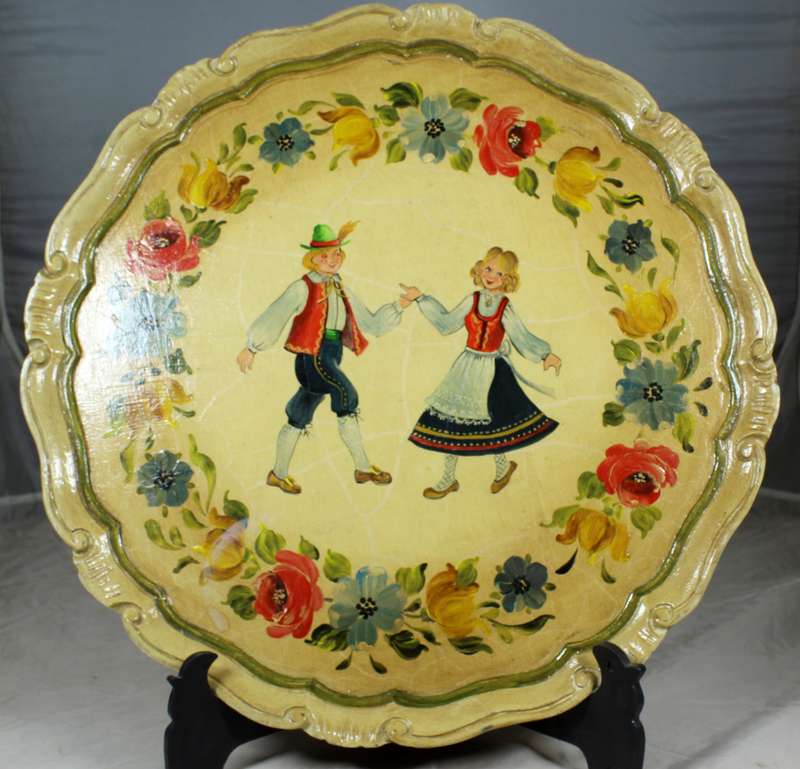 Wooden tray with traditional dancers