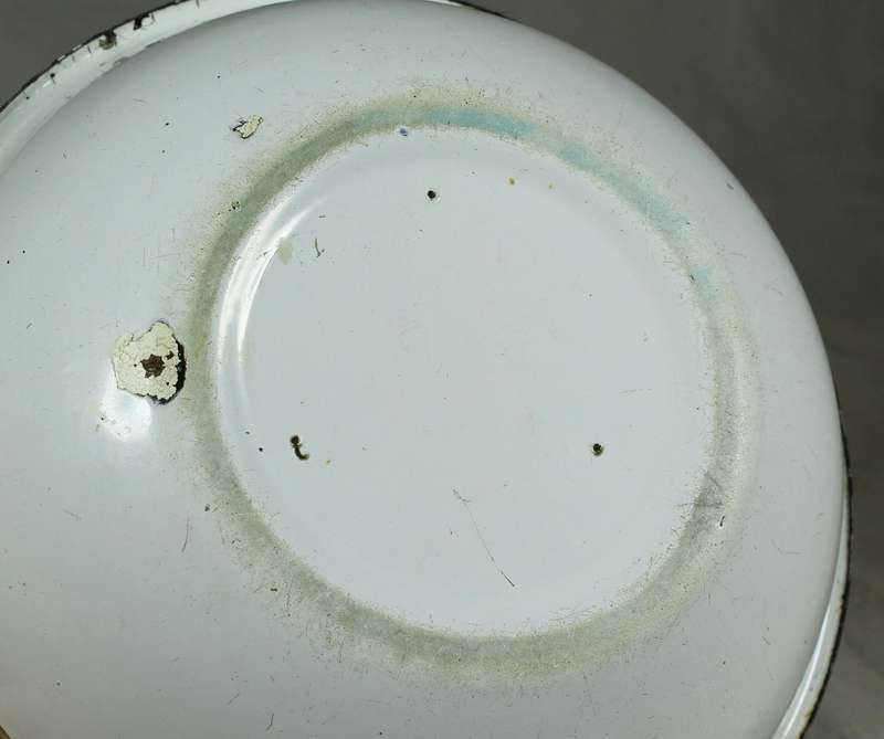 Pair of white enamel bowls