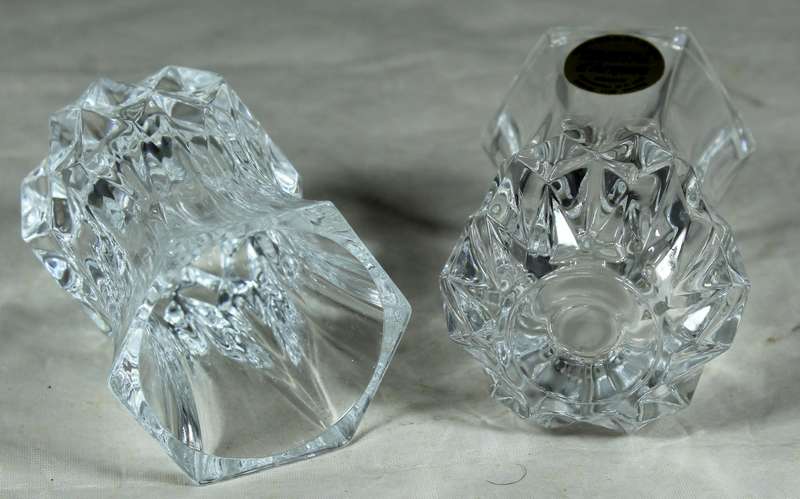 Pair of cristal d'Arques lead crystal posy vases