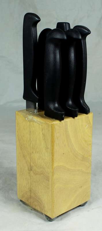 Set of six knifes in wooden block
