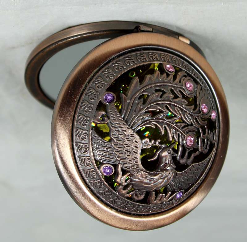 Bernice embezzled dome pocket mirror in box - gold