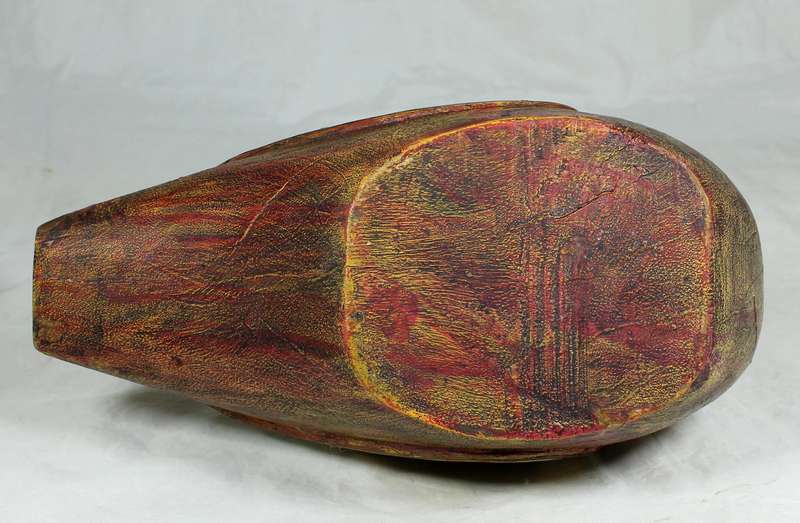 Pair of wooden ducks with metal inlay
