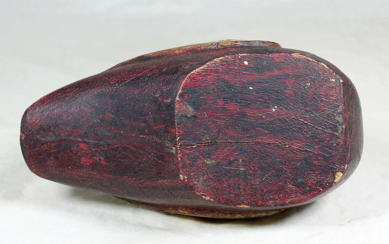 Pair of wooden ducks with metal inlay