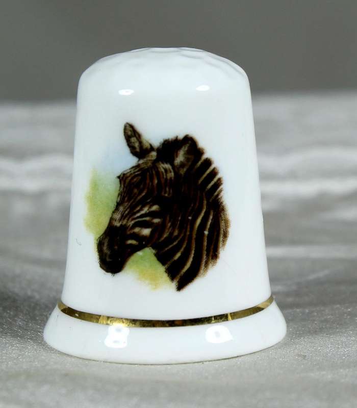 Bone China thimble - Fenton - zebra