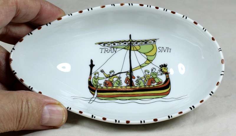 Limoges bowl with Viking boat motif