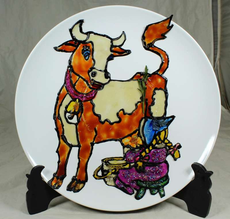 3D cow display plate