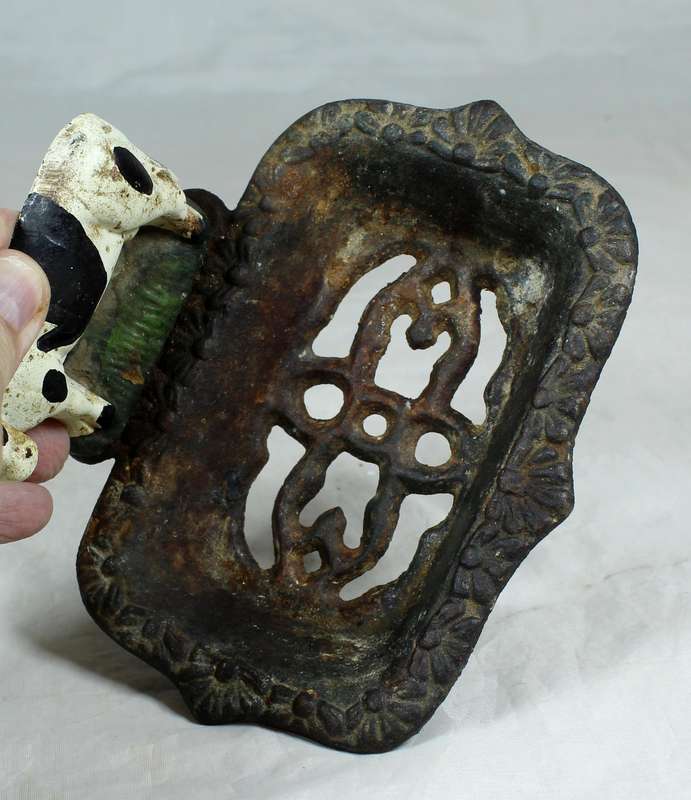 Cast metal cow soap dish
