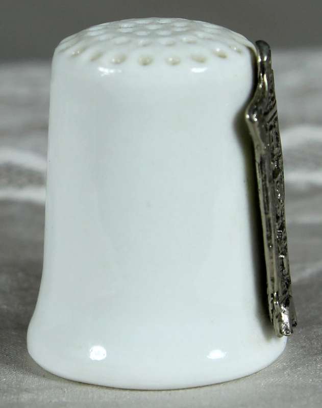 Bone China thimble - with metal church