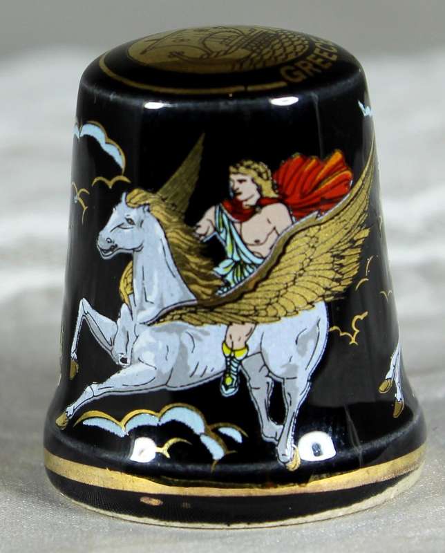 Bone China thimble - Greek pegasus