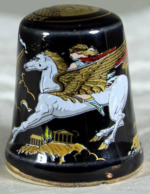 Bone China thimble - Greek pegasus