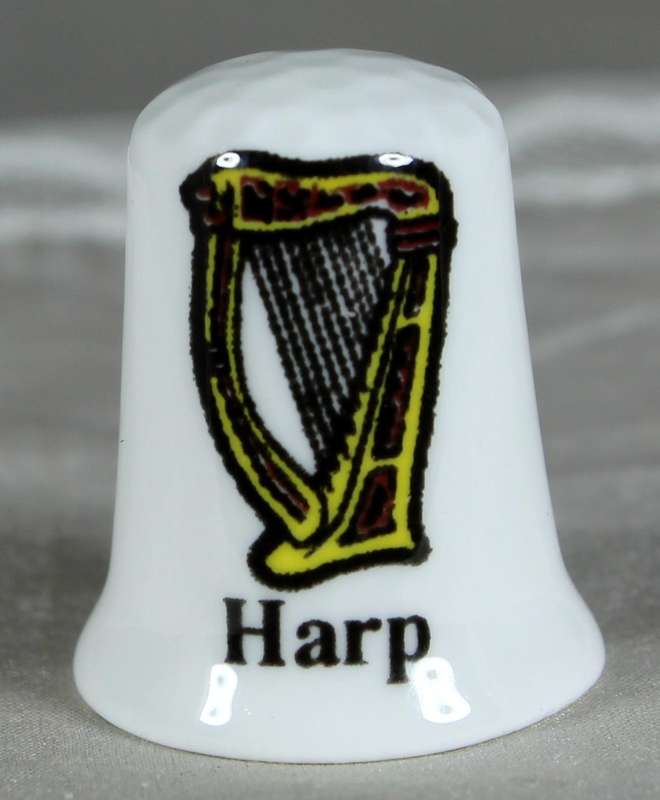 Bone China thimble - Series K Dublin - Harp