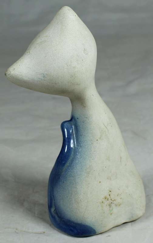 Ceramic seated cat in blue