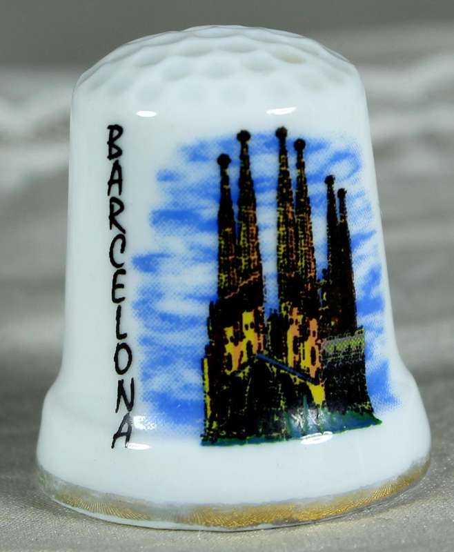 Bone China thimble - Barcelona