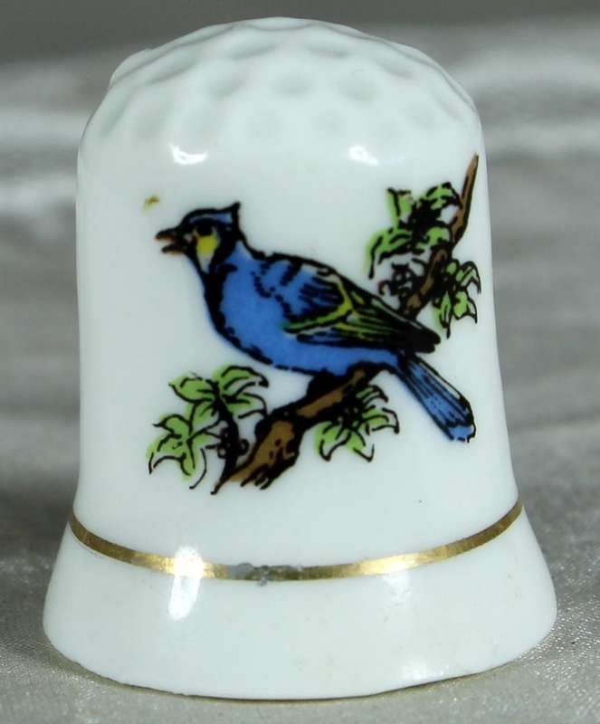 Bone China thimble - Blue Jay