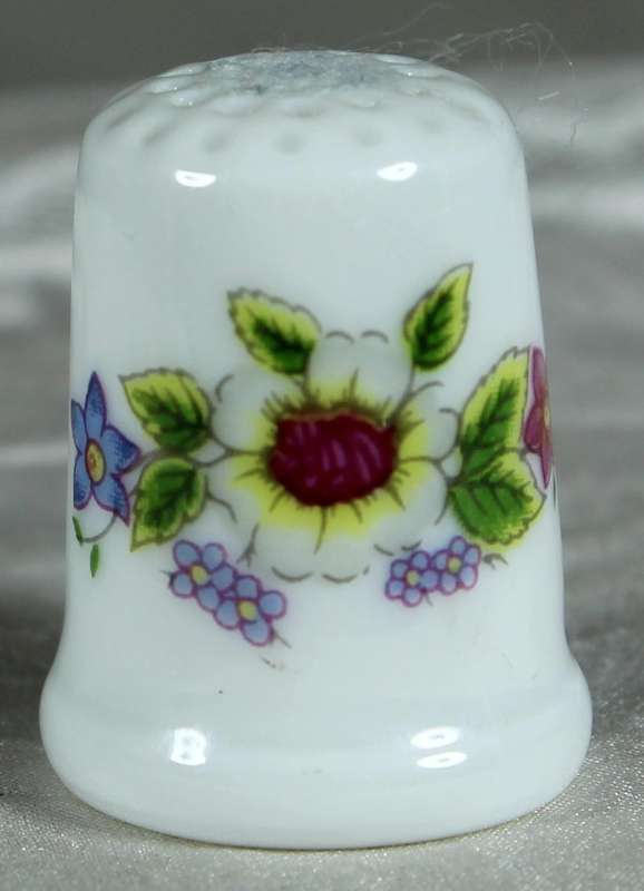 Bone China thimble - Multi-color flowers