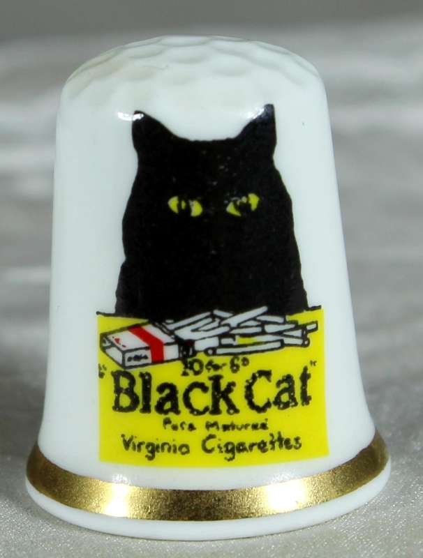 Bone China thimble - Advertising thimble - Black Cat