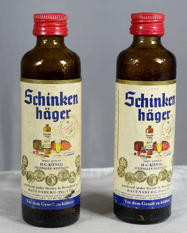 Empty liquor bottles - Pair of Schinker Hager