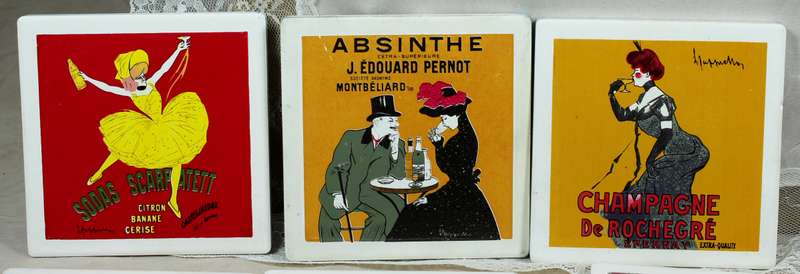 French themed tile coasters