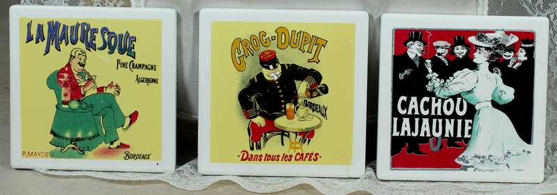 French themed tile coasters