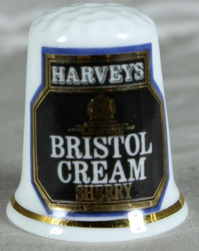 Bone China thimble - Advertising thimble - Harvey's Bristol Cream Sherry