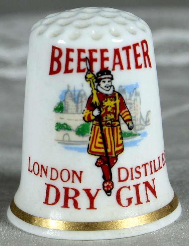 Bone China thimble - Advertising thimble - Beefeater Dry Gin - Finsbury