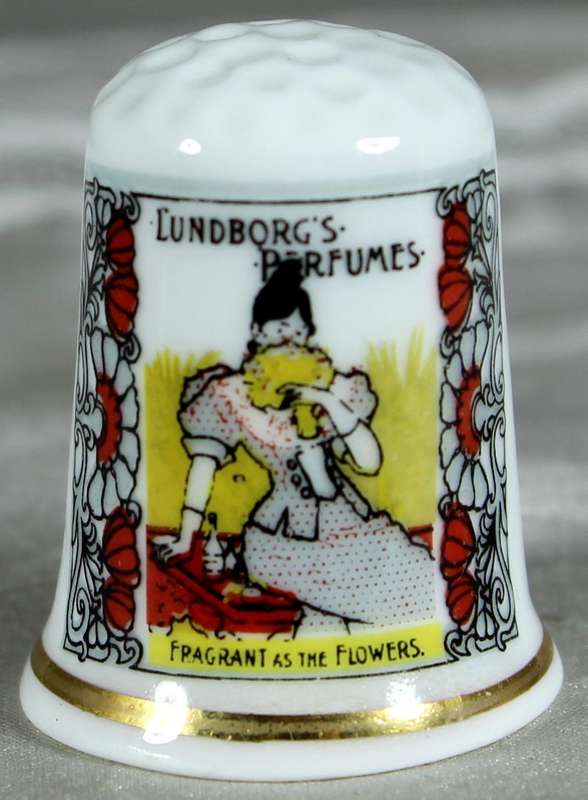 Bone China thimble - Advertising thimble - Lundborg's Perfurme