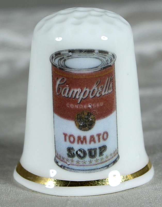 Bone China thimble - Advertising thimble - Campbell Tomato soup - The Thimble Guild