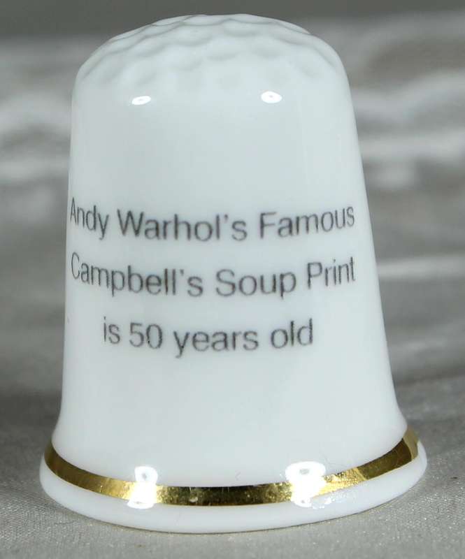 Bone China thimble - Advertising thimble - Campbell Tomato soup - The Thimble Guild