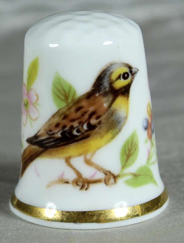 Bone China thimble - brown bird