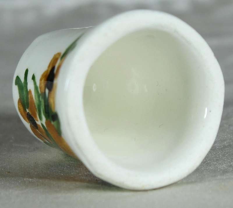 Bone China thimble - orange flowers