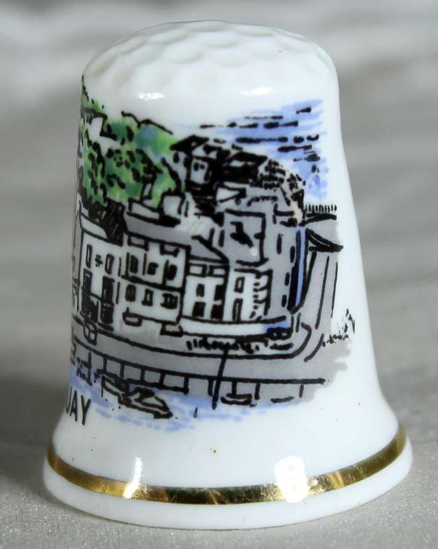 Bone China thimble - Torquay - blue waters