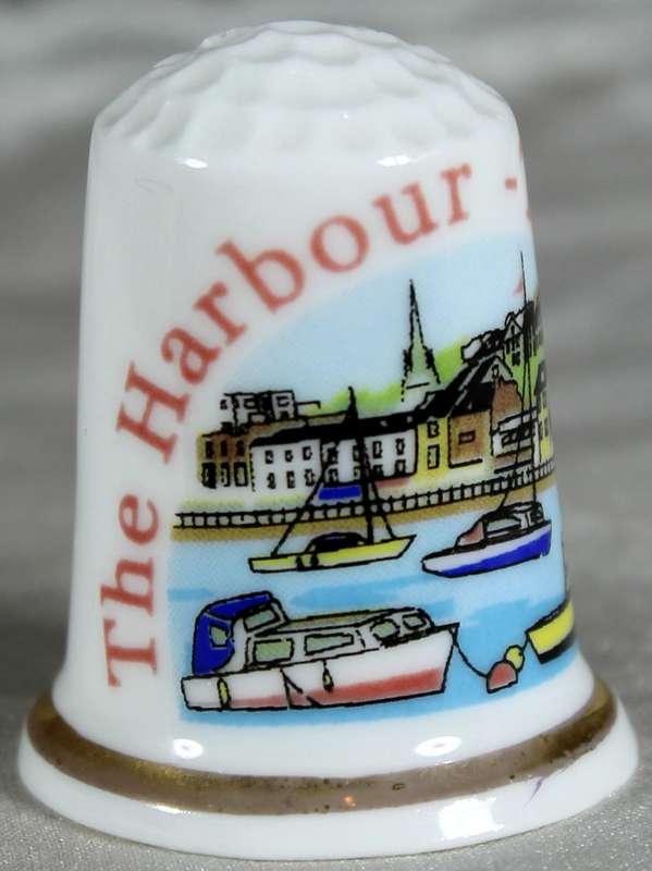 Bone China thimble - the Harbour Torquay - Lambert souvenirs