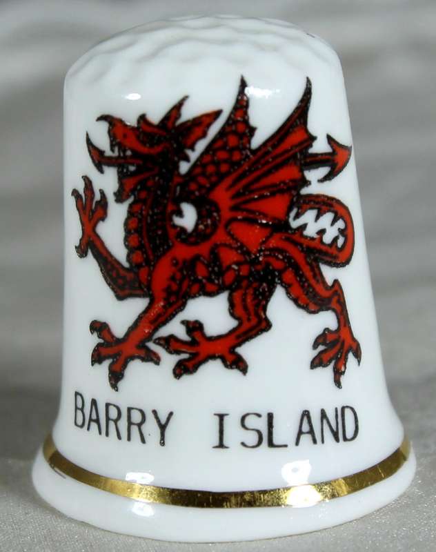 Bone China thimble - Barry Island - Y DDRAIG