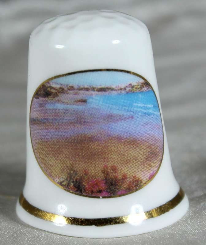 Bone China thimble - beach at Newquay