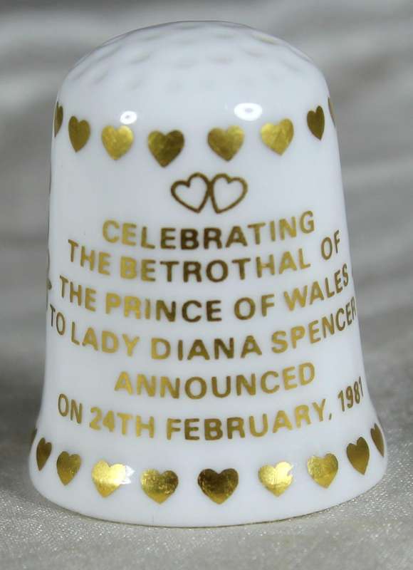 Bone China thimble - Charles & Diana - celebration of betrothal - Caverswald