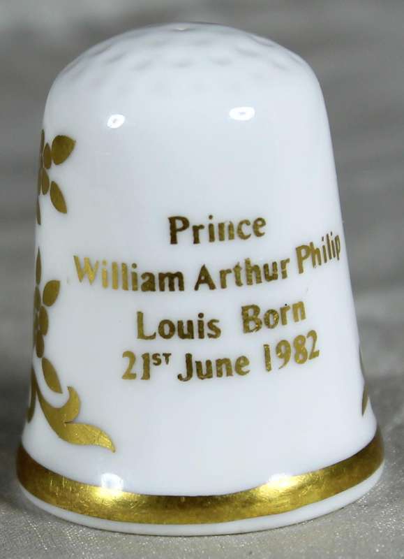 Bone China thimble - Prince William Arthur Philip Louis born 21 June 1982
