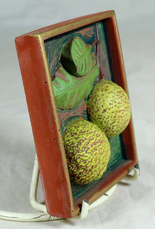 Pottery tile with fruit