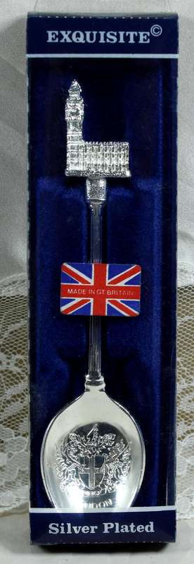 Souvenir spoon - Tower of London with crest - Silver plated